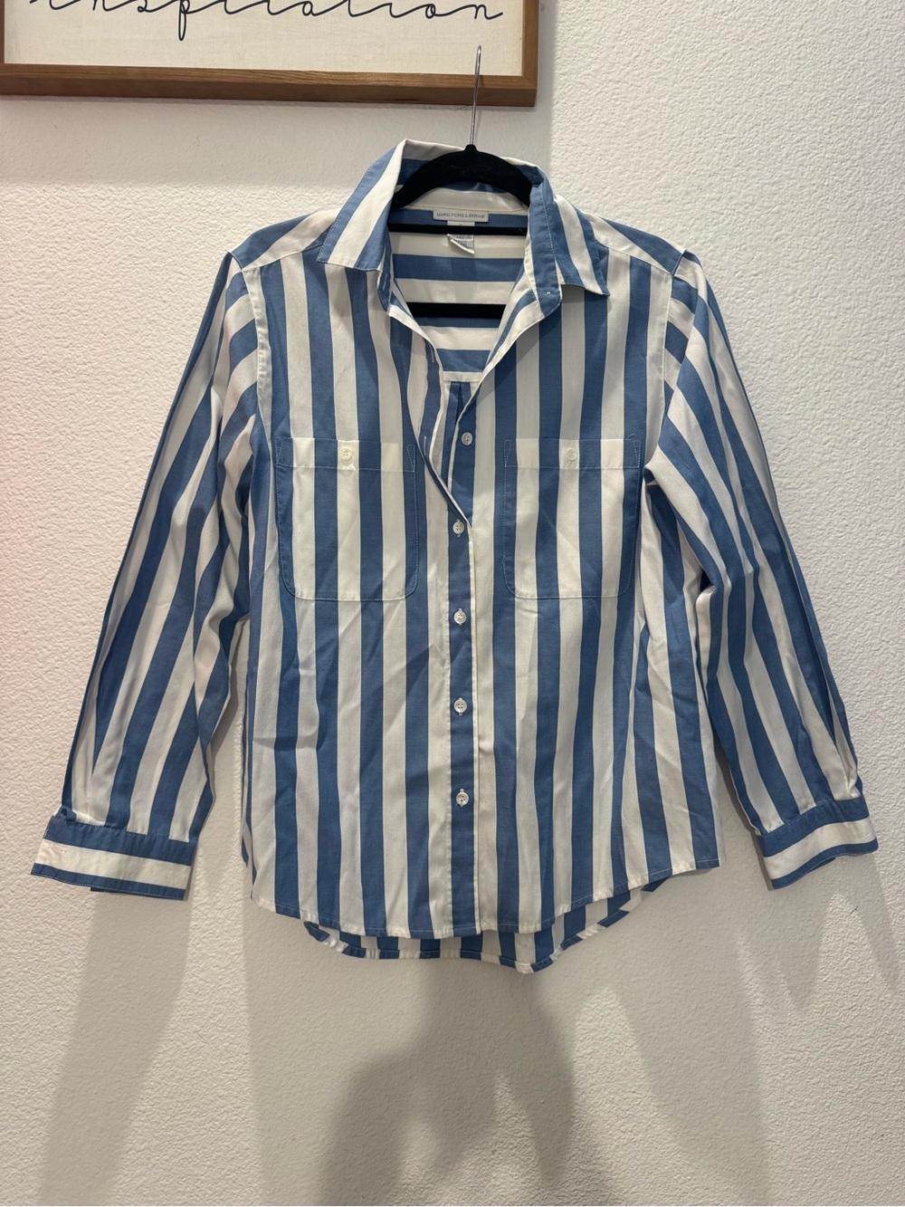 Mark, Fore & Strike blue and white striped button up